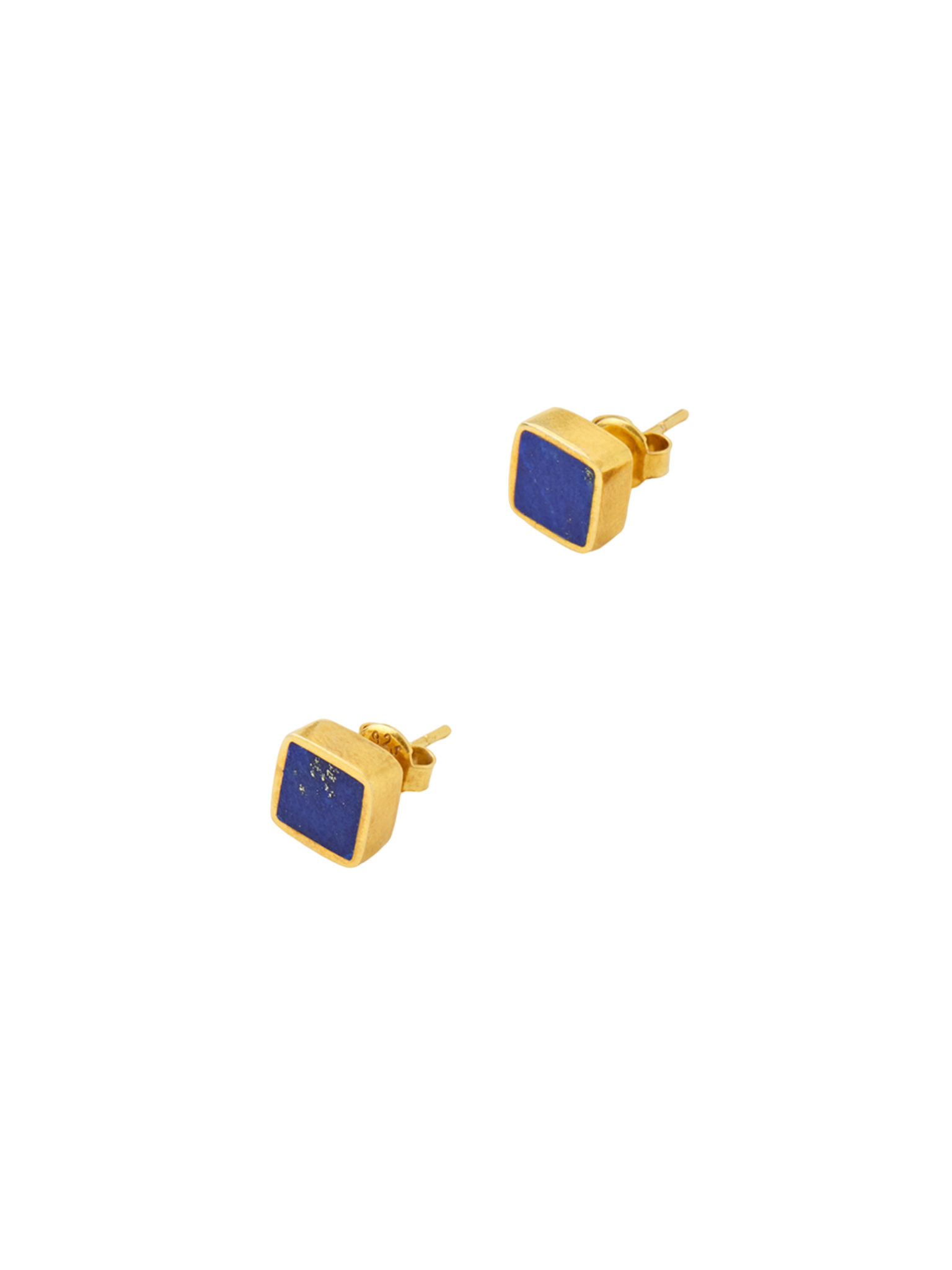 18kt gold vermeil pstm afghanistan lapis square studs